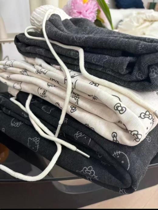 【YW】无忧购加绒款韩系可爱kitty猫腰头拼色休闲垂感阔腿糯米裤（截单后7天发货) 商品图9