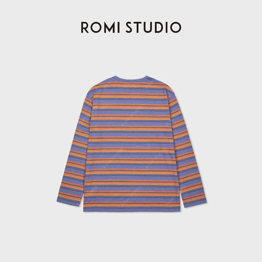 ROMI STUDIO“慵懒随性”棉质冚车双线撞色落肩长袖T恤 RWCAS66962 商品图1