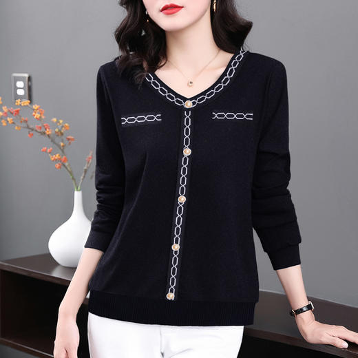 黑色长袖t恤女大码2026新款中年妈妈秋装女士上衣外穿洋气打底衫 商品图4