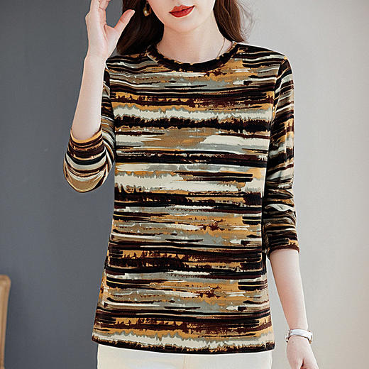 大码圆领长袖T恤女内搭打底衫2026秋冬新款宽松遮肉显瘦上衣洋气 商品图2