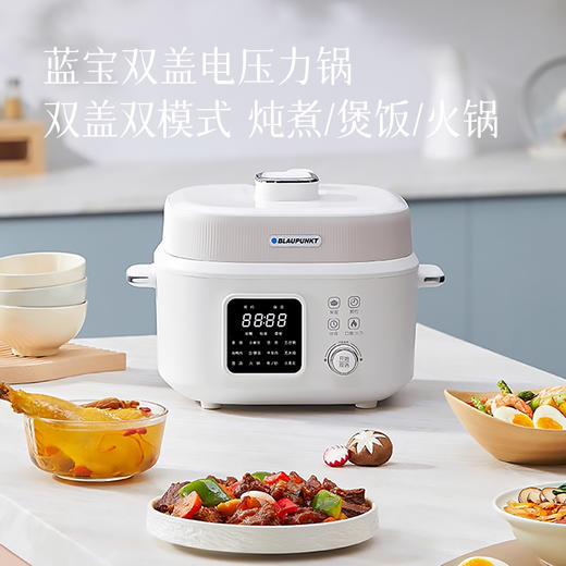 【蓝宝双盖电压力锅4L】是压力锅也是汤锅  煮饭/煲汤都可以~ 商品图0