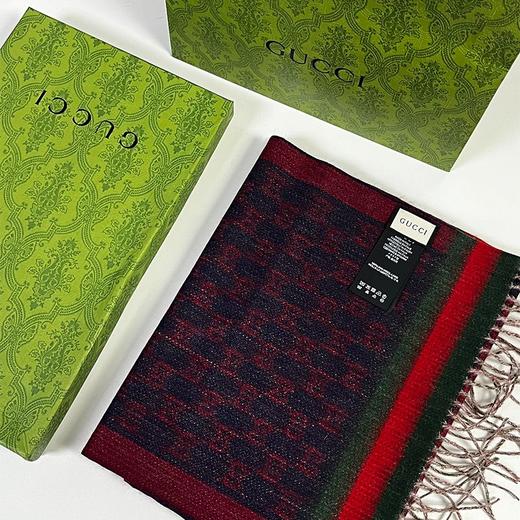 【礼盒礼袋】GUCCI古驰 双面小标GG图案 羊绒围巾 男女同款 商品图10