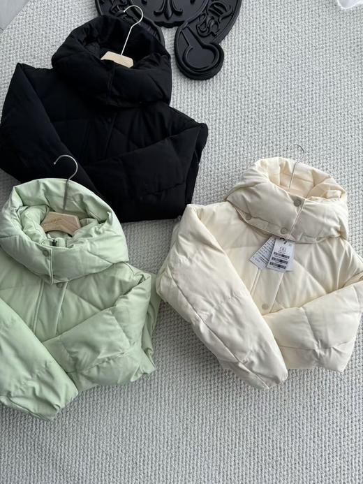 D110439马卡龙色系冬季休闲保暖可拆卸帽子设计面包服羽绒服 商品图1