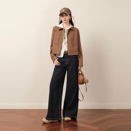 【商场同款】诗凡黎复古阔腿牛仔裤25秋新款丹宁弯刀裤3G9151701 商品图1