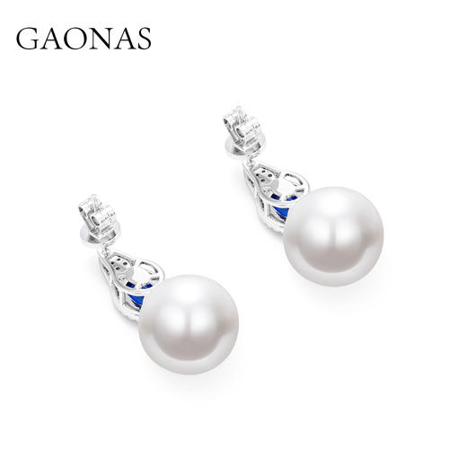 GAONAS 仿珍珠耳饰 时尚日常显贵14mm蓝色珠耳环11771EB 商品图2