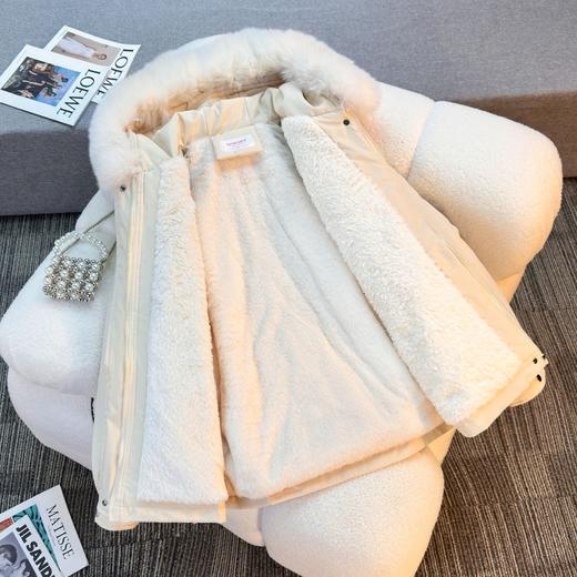 雀说派克服女新款大毛领女派克服时尚百搭加绒一体外套AL2212 商品图3