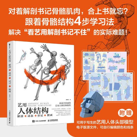 艺用人体结构：解剖+动态+识记+默画 鸭妖贵哥人体结构原理与动态教学教程插画教程 游戏动漫人体结构造型赠头部模型电子文件 商品图0