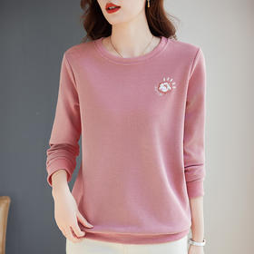 圆领卫衣女2026年新款春秋季长袖t恤上衣胖mm大码宽松洋气打底衫