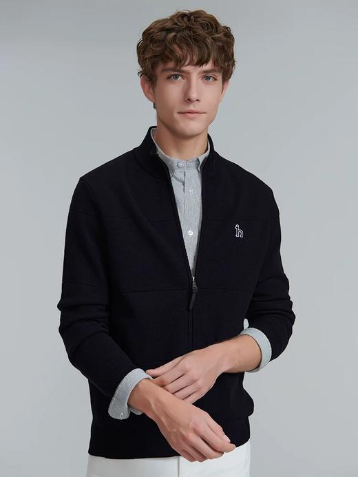 D110419秋冬新品男士上衣纯色长袖针织开衫拉链保暖外套 商品图10