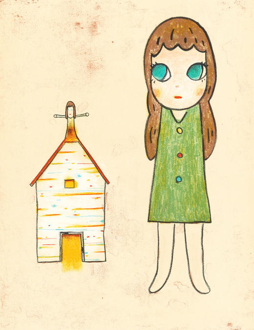 独角鹿西洋古董2005年丹麦Edition Copenhagen出版日本知名艺术家奈良美智与杉户洋签名合创限量彩色版画《无题》 商品图2