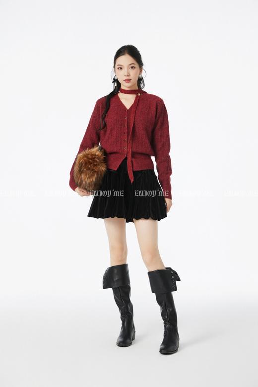 【门店同款】ENJOY冬季“相聚时刻”V领飘带金扣开衫 167643729 商品图4