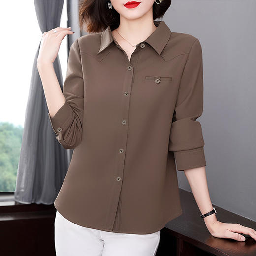 长袖复古衬衫女春秋中年妈妈气质小衫2026年新款大码宽松显瘦上衣 商品图3