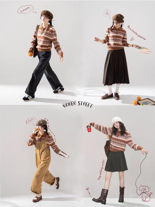 浮生八记/25D221/25C184/北欧复古费尔岛羊毛马甲polo毛衣 商品图3