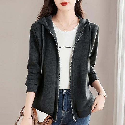 休闲连帽外套女士春秋季2026新款大码女装开衫卫衣洋气好看的上衣 商品图0