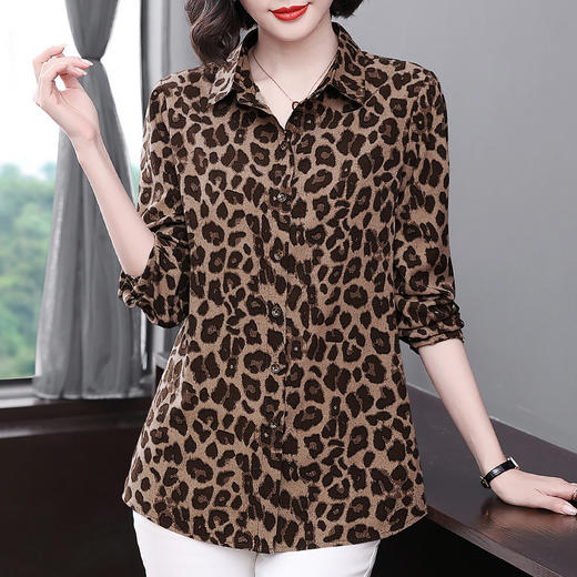 雪纺豹纹衬衫女春秋2026年新款上衣中年妈妈大码女装女士防晒衬衣 商品图1