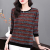 德绒长袖t恤女中年妈妈春秋新款上衣大码秋衣外穿条纹低领打底衫 商品缩略图4