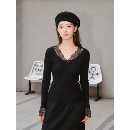 纯欲蕾丝拼接打底衫-纪念日百货门店同款167101153 商品图1