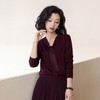 西子/胭脂醉羊毛V领飘带钉珠领结针织衫/MSTJ0713 商品缩略图0