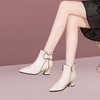 【预售5天】5.5cm高跟短靴女秋冬新款粗跟低筒靴子中跟单靴米白色牛皮女靴JLD&4060 商品缩略图3