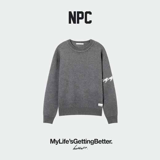NPC潮牌复古袖子撞色千鸟格空气层针织毛衣3层空气层圆领NP5ASW03 商品图0