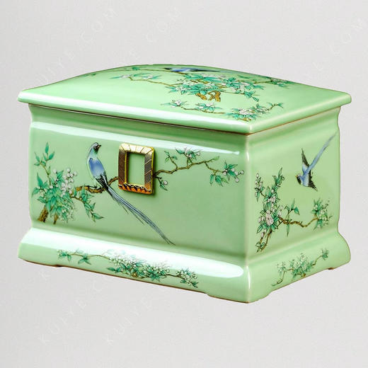 【艺德春】钢化瓷高档寿盒“福寿子孙”(方盒)景德镇瓷骨灰盒 商品图1