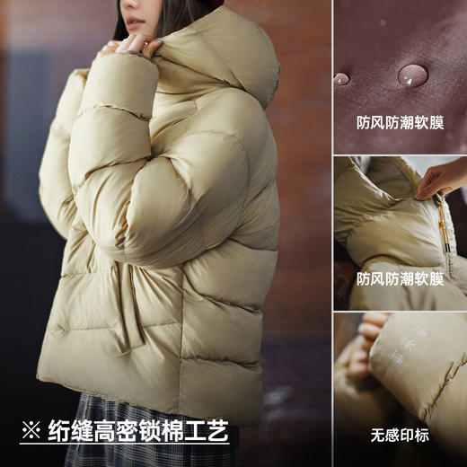 马登美式连帽立领宽松加厚泡芙面包绗缝棉衣气绒棉服外套女士秋冬 商品图3