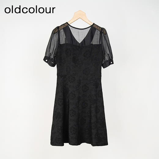 oldcolour欧珂夏季设计感休闲简约日常黑色短袖连衣裙女GN21101750 商品图1
