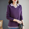 假两件长袖t恤女士2026新款秋季大码女装时尚洋气polo衫上衣外穿 商品缩略图3