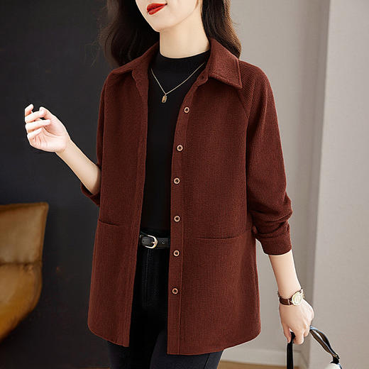 大码长袖衬衫女秋冬季2026新款高级感衬衣灯芯绒外套上衣减龄洋气 商品图1