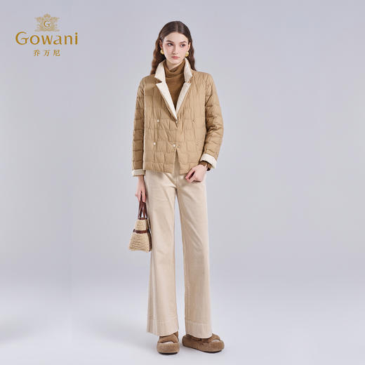 乔万尼双面穿短款羽绒服保暖西装领减龄撞色设计EM4T605 商品图3