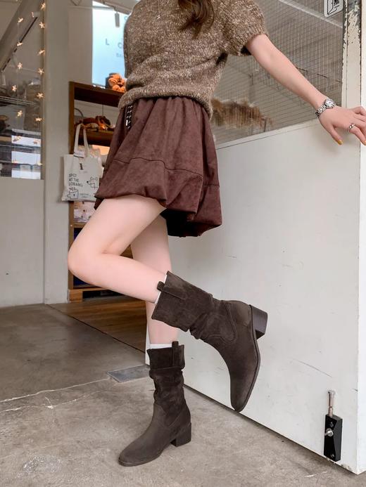 YiLuoShan复古方头粗跟堆堆靴 | 明星同款，随意堆堆的松弛感，小个子姐妹放心冲 商品图7