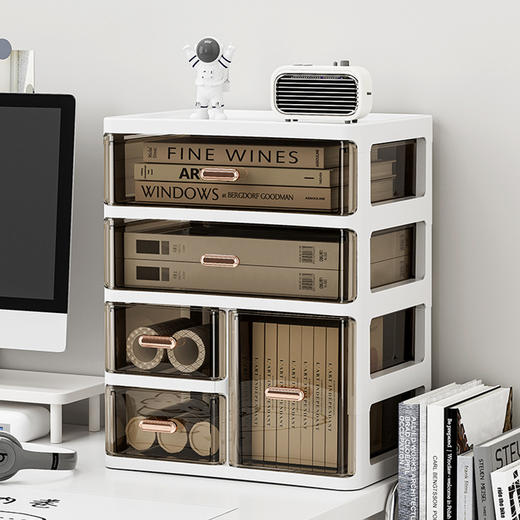 【收纳小帮手❗️抽屉式收纳盒】轻松腾出更多空间，大容量敲能装，多层规格自由组合，节省桌面空间，一物多用，口红化妆盒 学生文具收纳盒整理置物架家庭整理L 商品图1