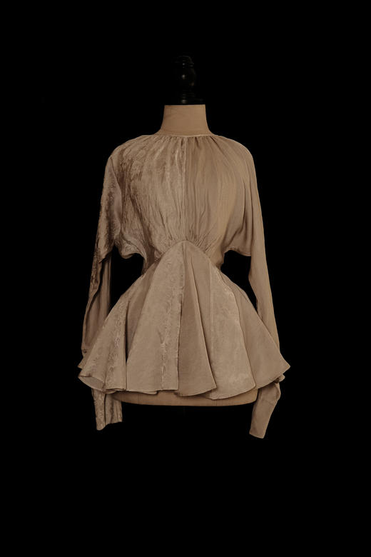 Mutedance 25AW 月灰色真丝提花收腰上衣 商品图3