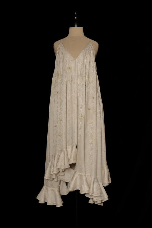 Mutedance 25AW 霜白色真丝提花不规则吊带连衣裙 商品图3