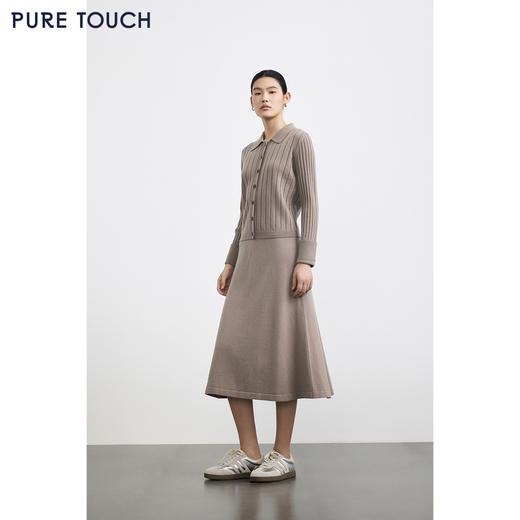 商场同款PURE TOUCH女装25冬新款羊毛针织长裙A字伞裙长款过膝裙 商品图3