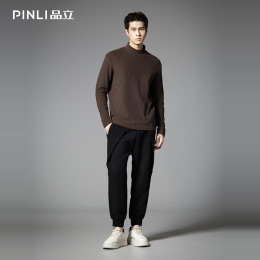 PINLI品立2025秋季新款男士立领纯色百搭打底长袖T恤上衣潮牌体恤GD253111185 商品图3