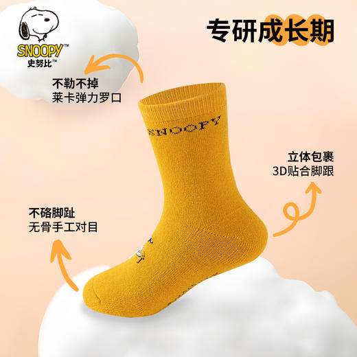 【清仓捡漏】【5双装】【10A抑菌加厚全毛圈袜】【史努比】男童中长款袜子组合装 商品图4