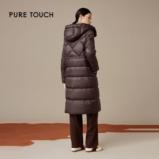 pure touch女士中长款羽绒服白鸭绒保暖果棕色修身百搭冬季外套新 商品图2