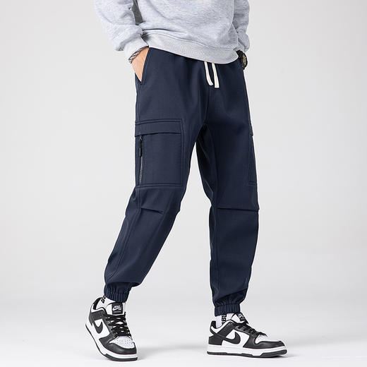 【加绒保暖】罗蒙男士冬季加绒休闲裤工装版型束脚设计腰部抽绳侧边大口袋时尚百搭长裤子 商品图6