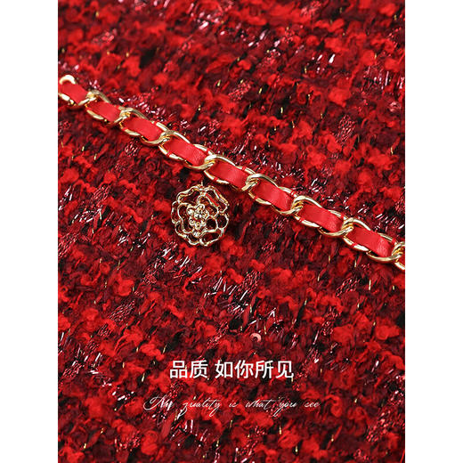 COCOBELLA轻奢小香风粗花呢红色中长款半身裙女直筒裙HS129 商品图4