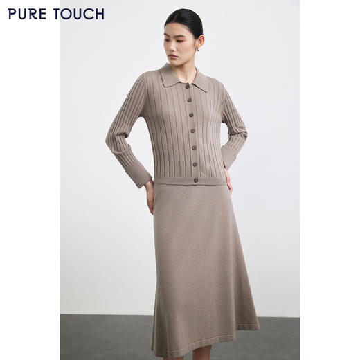 商场同款PURE TOUCH女装25秋冬新款羊毛针织开衫翻领精纺宽松毛衣 商品图3