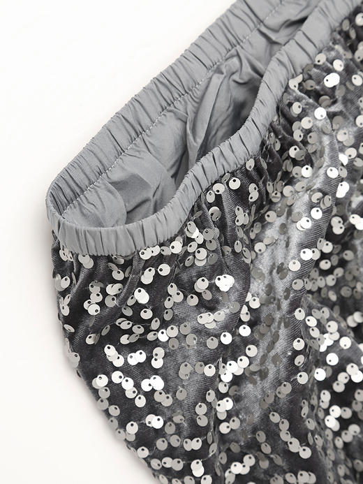 银灰色亮片鱼尾半身裙 复古风高腰显瘦中长裙 派对约会闪耀百搭女式裙装 商品图2