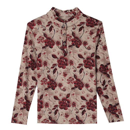 KQL B41N3208加厚碎花立领打底衫气质显瘦洋气上衣 商品图4