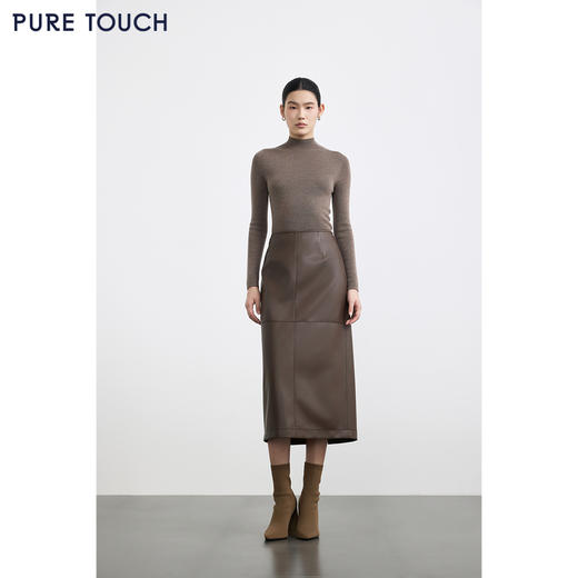 商场同款PURE TOUCH女装 25秋冬新款PU革H型半裙哑光时髦高腰长裙 商品图3