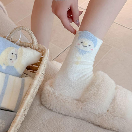蓝小雪人毛绒保暖韩系中筒袜-纪念日百货门店同款167944679 商品图4