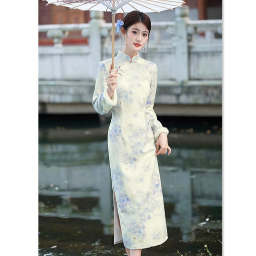 时尚改良年轻少女款，加绒长袖旗袍GX-282255 商品图3