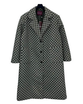 女款毛呢提花长款大衣he012