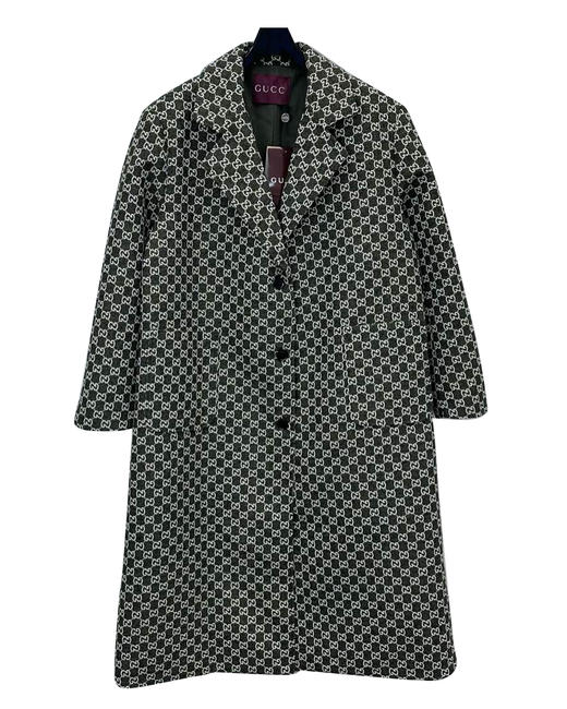 女款毛呢提花长款大衣he012 商品图0