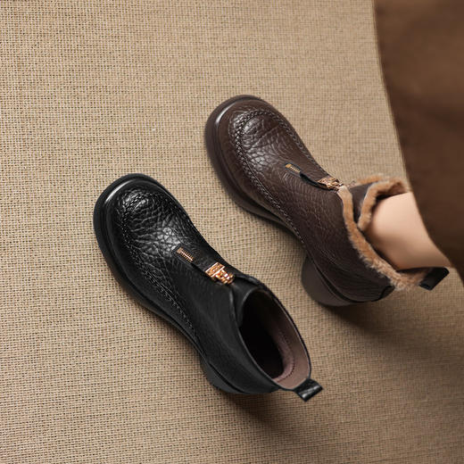 【预售5天】羊羔毛雪地靴女真皮东北大棉鞋新款冬季加绒厚毛保暖百搭短靴ZYY&A1555 商品图3