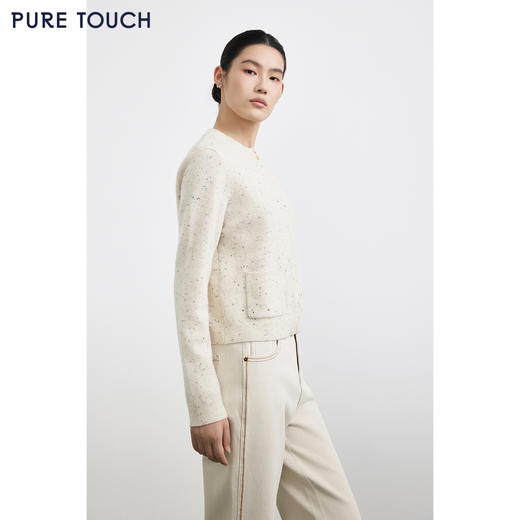 商场同款PURE TOUCH女装25秋冬新款圆领针织开衫拉链门襟羊毛混纺 商品图4